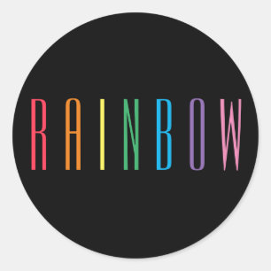 RAINBOW Large Round Stickers / Black