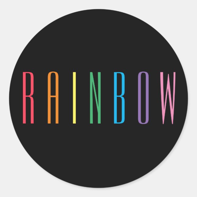 RAINBOW Large Round Stickers / Black (Front)