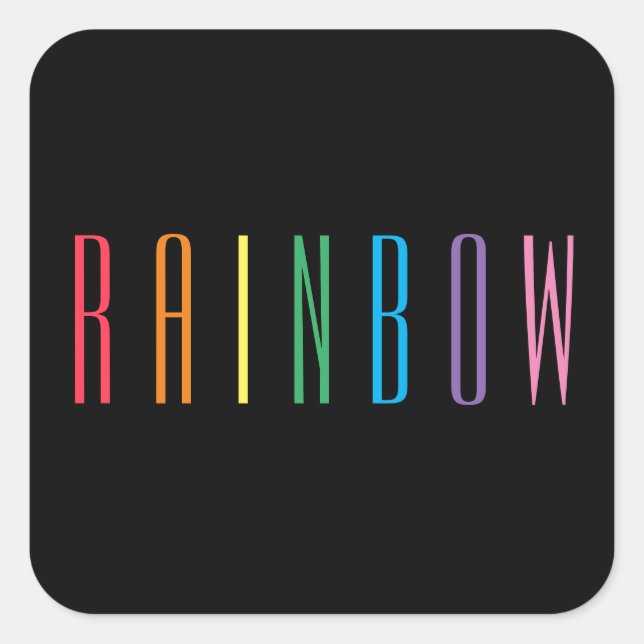 RAINBOW Large Square Stickers / Black (Front)