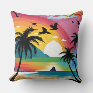 Rainbow Large Throw Pillow