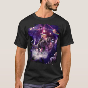 Rainbow laser pitch cat on the dinosaur pizza T-Shirt