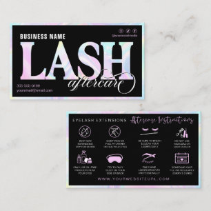 Rainbow Lash Extension Aftercare Business Card