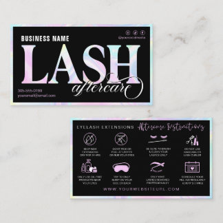Rainbow Lash Extension Aftercare  Business Card