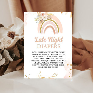 Rainbow Late Night Diaper Baby Shower Game Pedestal Sign