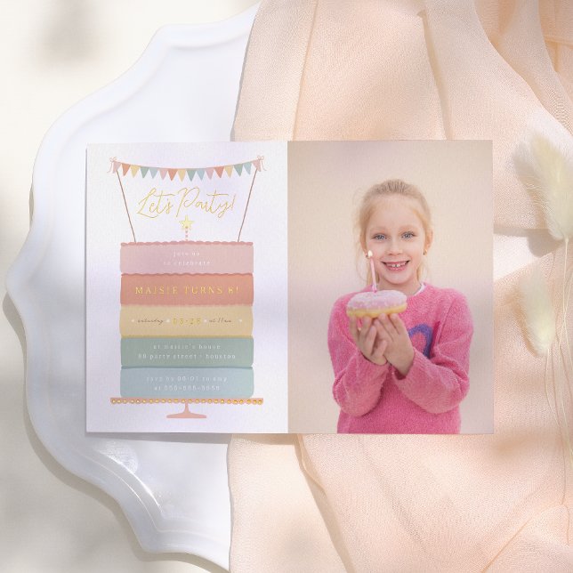 Rainbow Layer Cake Girl Photo Birthday Party (Creator Uploaded)