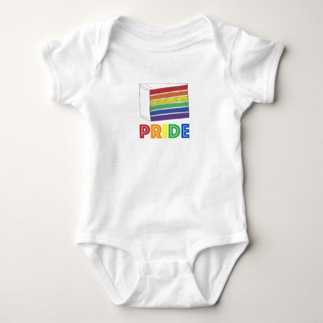 Rainbow Layer Cake Slice LGBT Gay Pride Baby Bodysuit (Front)