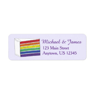Rainbow Layer Cake Slice Pride Labels