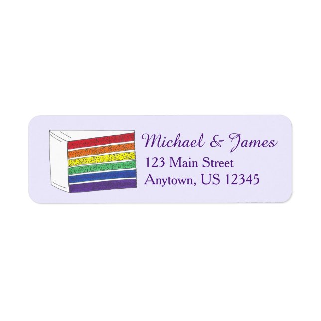 Rainbow Layer Cake Slice Pride Labels (Front)