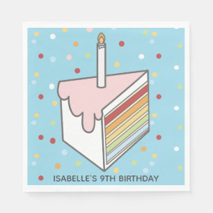 Rainbow Layered Cake Slice Dotty Birthday Napkin