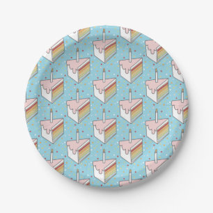 Rainbow Layered Cake Slices Dotty Cute Paper Plate