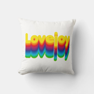 Rainbow Layers Lovejoy Name Label  Throw Pillow
