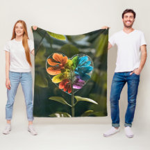 Rainbow Leaf Heart Polar Blanket Nature