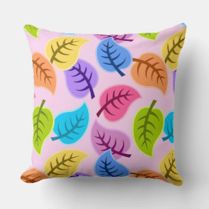 rainbow leaves pillow