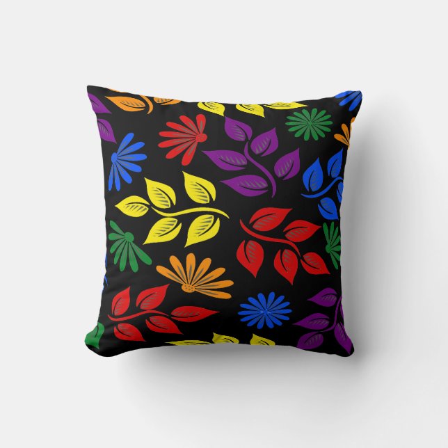 Rainbow Leaves Throw Cushion (Front)