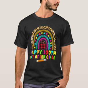 Rainbow Leopard 100th Day Of 3rd Grade Teacher Kid T-Shirt