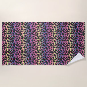 Rainbow Leopard Animal Print Pattern Beach Towel