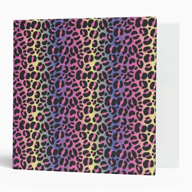 Rainbow Leopard Animal Print Pattern Binder (Front/Inside)