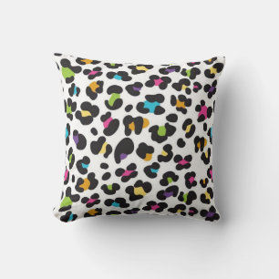 Rainbow Leopard Cheetah Colourful Animal Print Throw Pillow