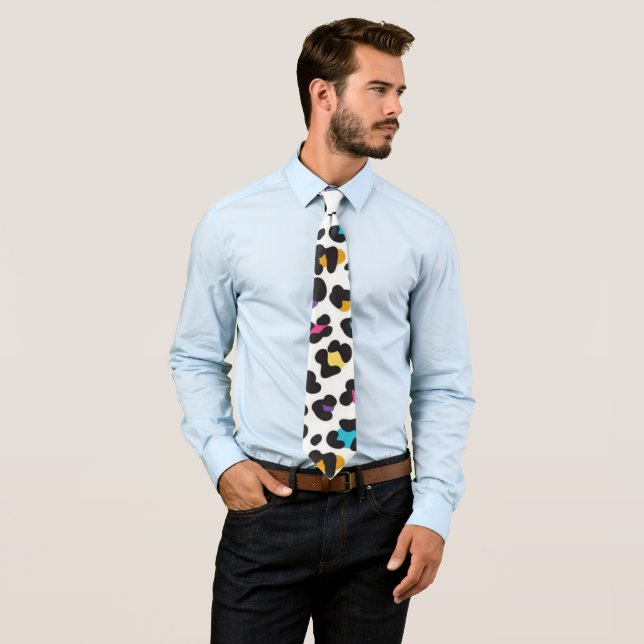 Rainbow Leopard Cheetah Colourful Animal Print  Tie (In Situ)