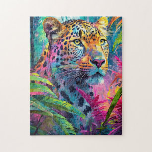 Rainbow Leopard Colourful Modern Abstract Art Jigsaw Puzzle
