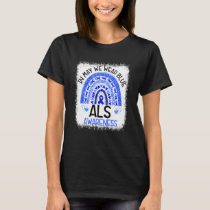 Rainbow Leopard In May We Wear Blue ALS Awareness T-Shirt