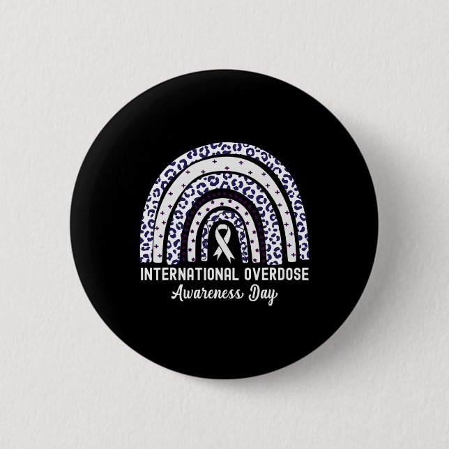 Rainbow Leopard International Overdose Awareness D 2 Inch Round Button (Front)