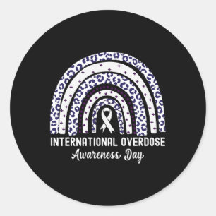 Rainbow Leopard International Overdose Awareness D Classic Round Sticker