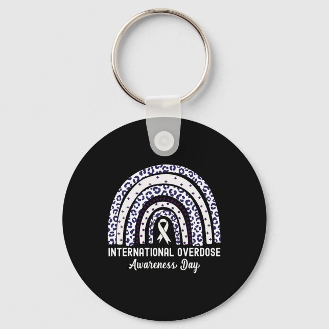 Rainbow Leopard International Overdose Awareness D Keychain (Front)