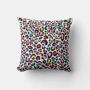 Rainbow Leopard Pattern Throw Pillow