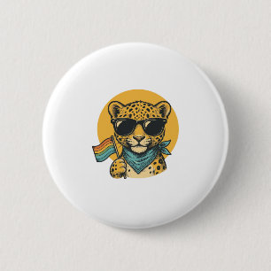 Rainbow Leopard Pride Flag Vintage Vector Design_1 2 Inch Round Button