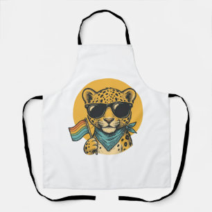 Rainbow Leopard Pride Flag Vintage Vector Design_1 Apron