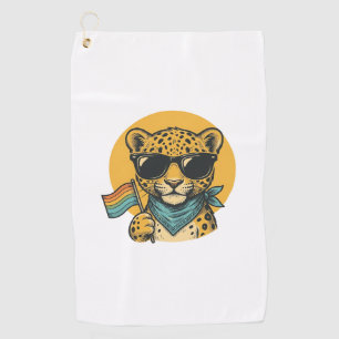 Rainbow Leopard Pride Flag Vintage Vector Design_1 Golf Towel