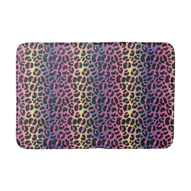 Rainbow Leopard Print Bath Mat (Front)