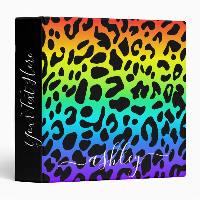 Rainbow Leopard Print Binder (Front/Spine)
