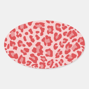 Rainbow Leopard Print Collection - Red Oval Sticker