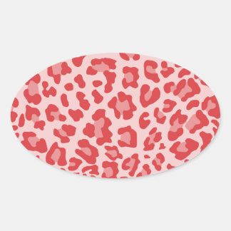 Rainbow Leopard Print Collection - Red Oval Sticker