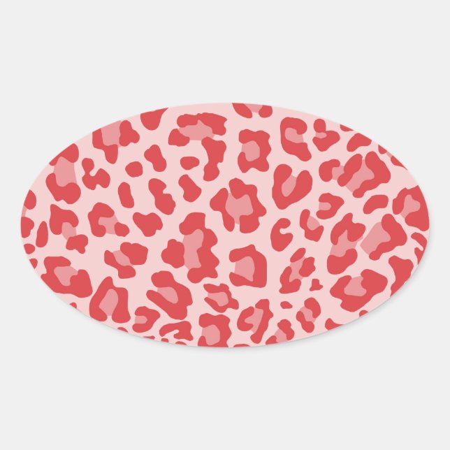 Rainbow Leopard Print Collection - Red Oval Sticker (Front)