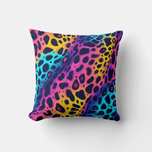Rainbow Leopard Print Colourful Cheetah Spot Patte Throw Pillow