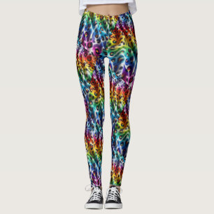 Rainbow Leopard Print Leggings   Bold Colourful