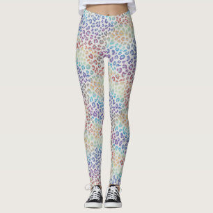 Rainbow Leopard Print Leggings   Bold Colourful