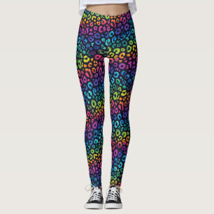 Rainbow Leopard Print Leggings   Bold Colourful