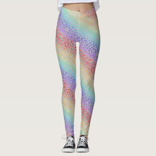 Rainbow Leopard Print Leggings   Bold Colourful
