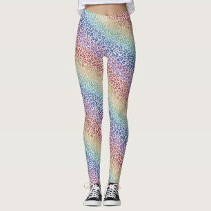 Rainbow Leopard Print Leggings   Bold Colourful