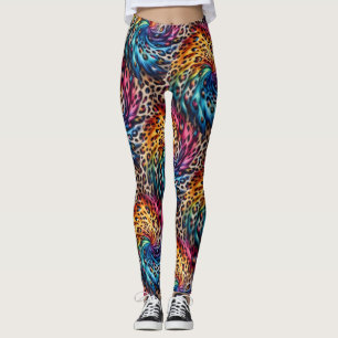 Rainbow Leopard Print Leggings   Bold Colourful