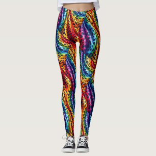 Rainbow Leopard Print Leggings   Bold Colourful