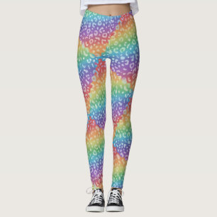 Rainbow Leopard Print Leggings   Bold Colourful