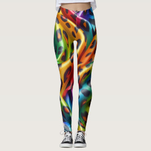 Rainbow Leopard Print Leggings   Bold Colourful