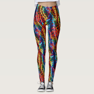 Rainbow Leopard Print Leggings   Bold Colourful