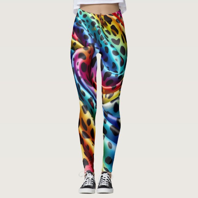 Rainbow Leopard Print Leggings | Psychedelic (Front)