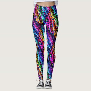 Rainbow Leopard Print Leggings   Psychedelic